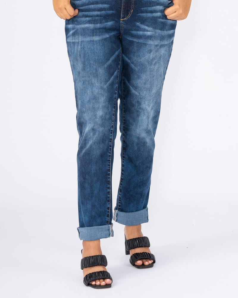 Front of a model wearing a size 16 High Rise Boyfriend - Harper in HARPER by Slink Jeans. | dia_product_style_image_id:324487